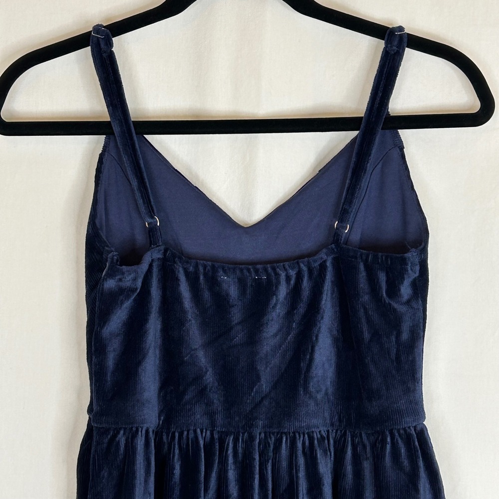 Good‎ Luck Gem Blue Velvet Dress Sleeveless V Neck Mini Womens size S - Picture 9 of 13
